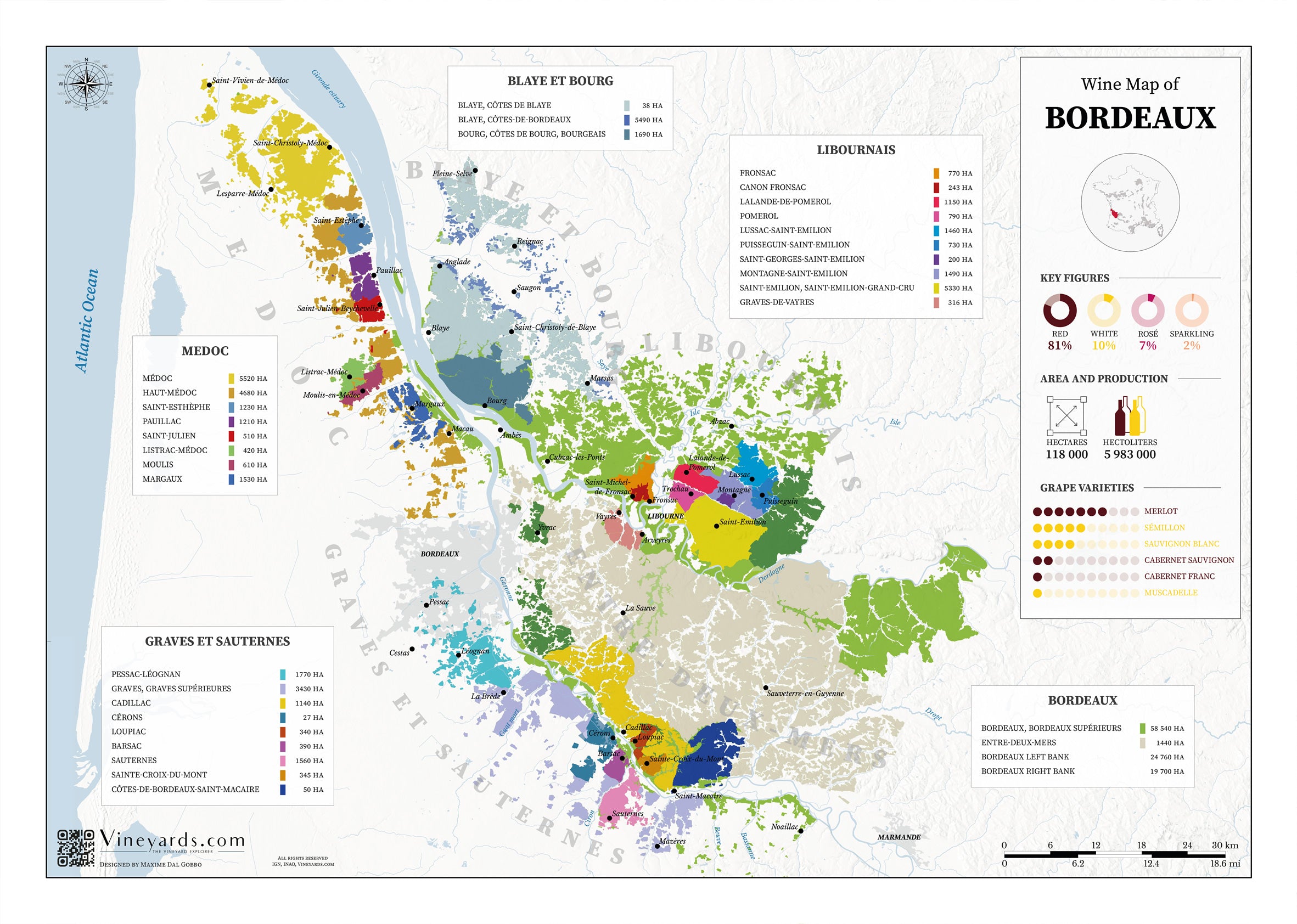 Bordeaux Wine Map for sale