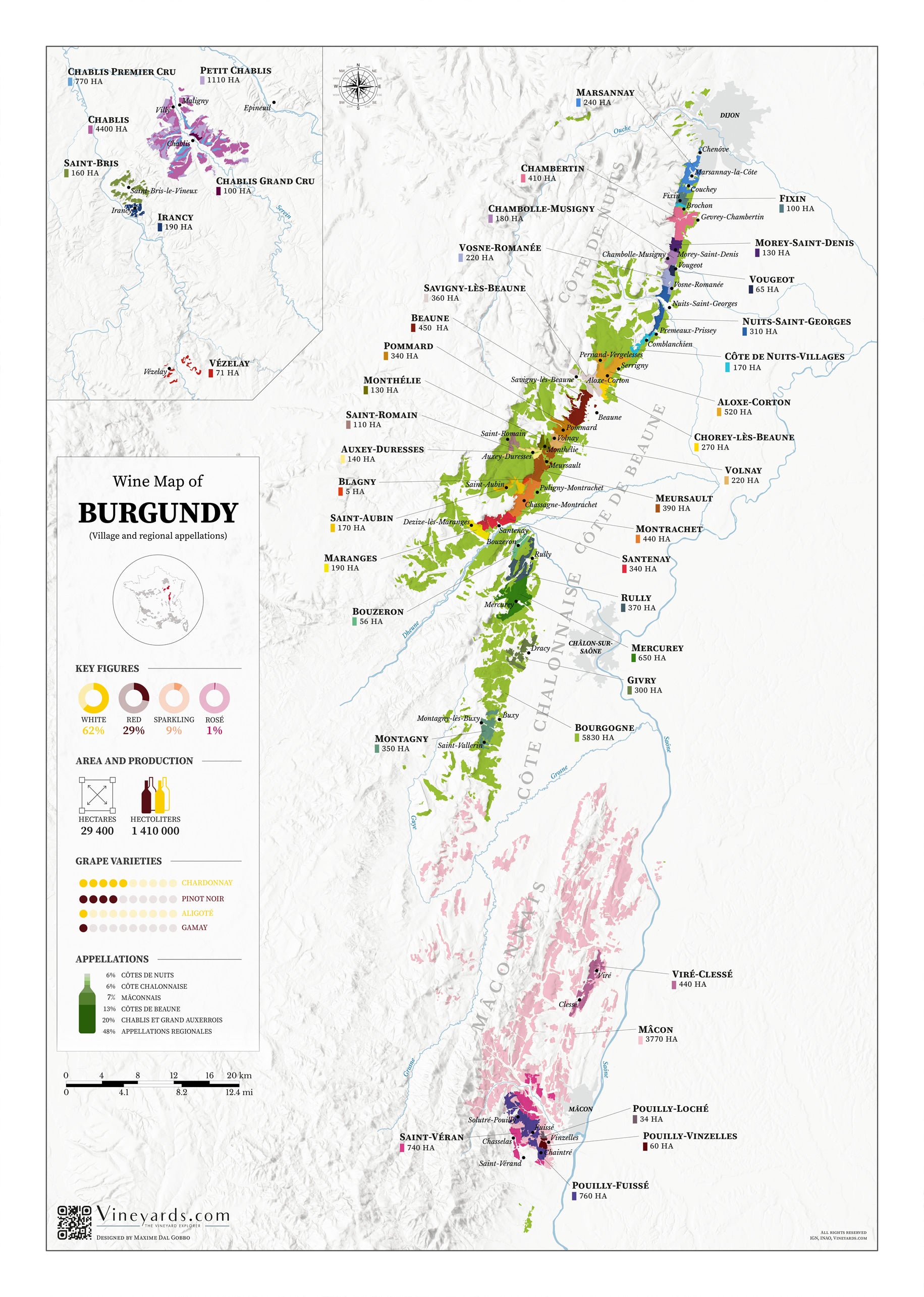 Burgundy Wine Map for sale