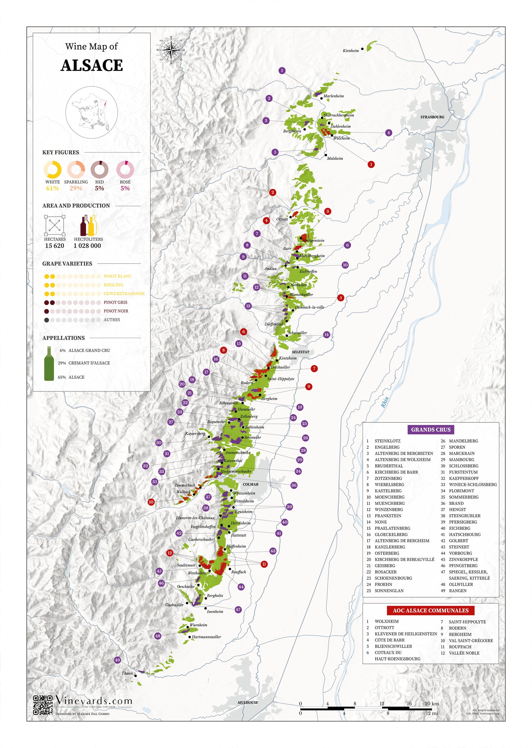 Alsace Wine Map Real Data Vineyards Shop