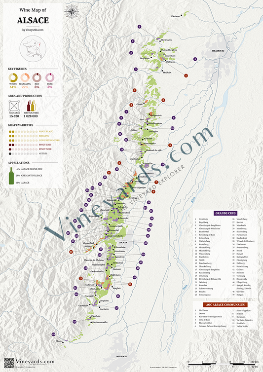 Alsace Wine Map Poster