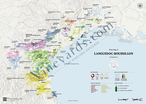 Languedoc Wine Map Poster