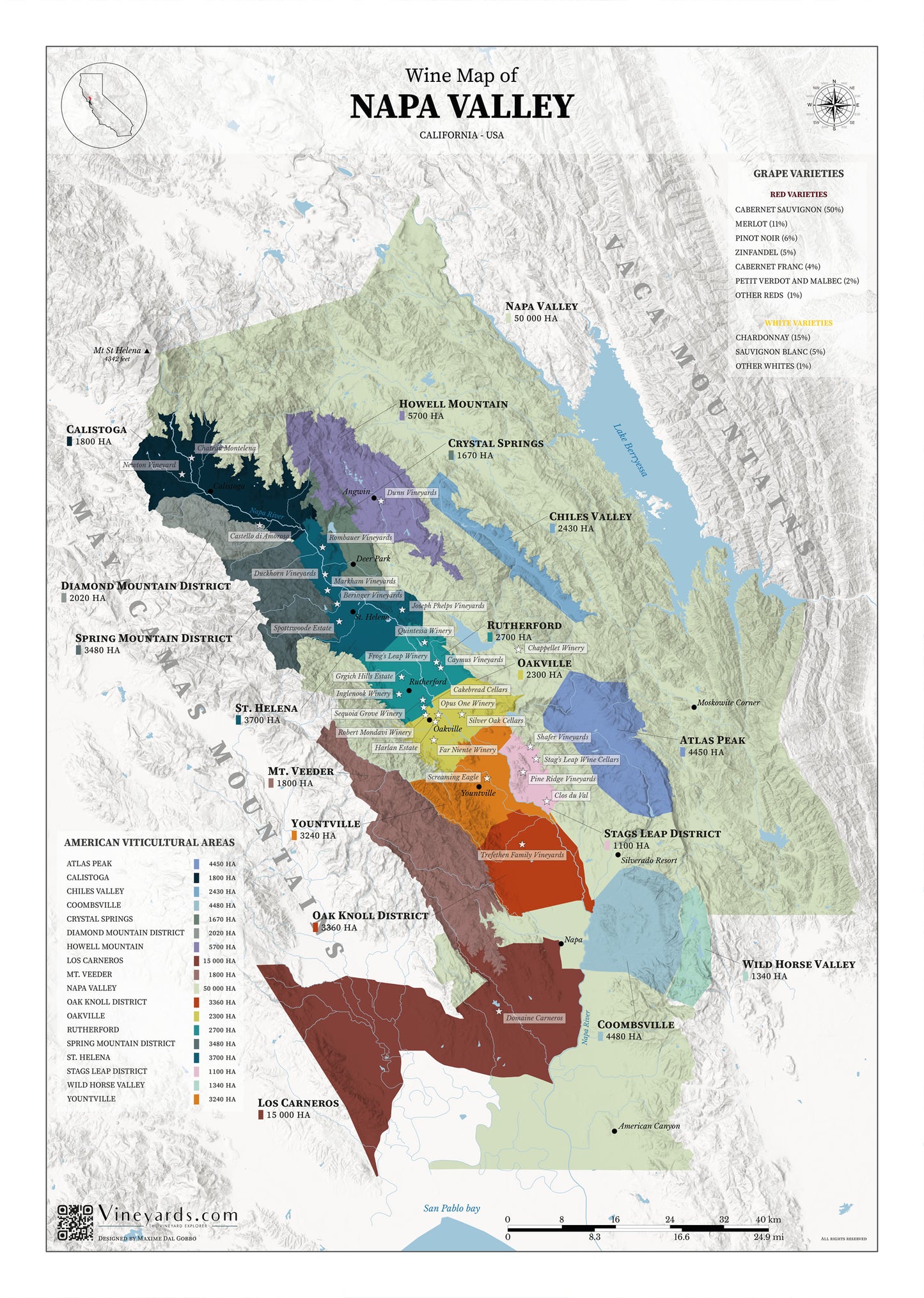 Napa Valley – Real Data Wine Map Poster