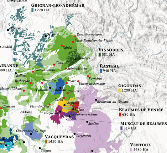 Rhône Valley Wine Map - Real Data Based