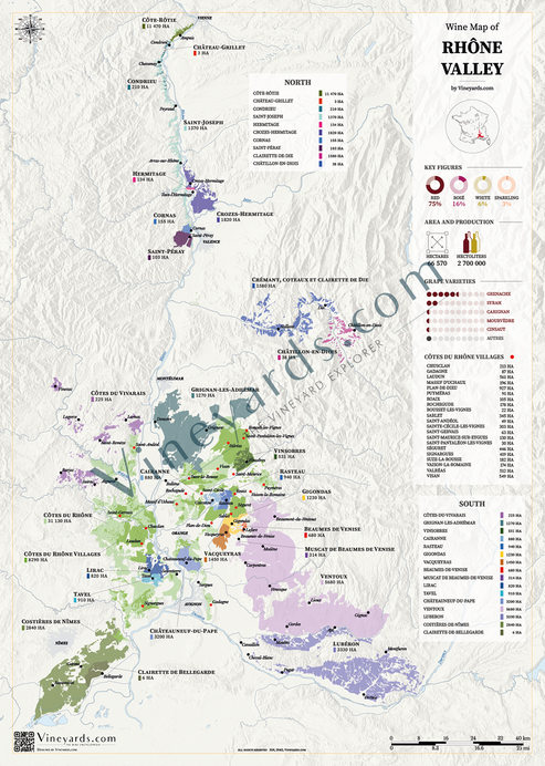 Rhone Valley Wine Map Poster