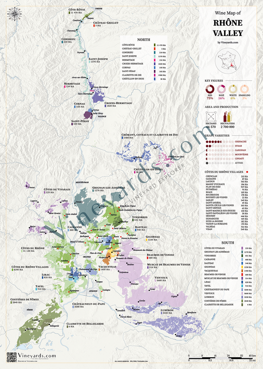 Rhône Valley Wine Map Poster