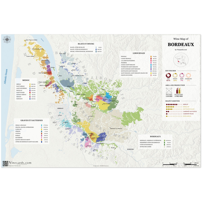 Bordeaux wine map poster for sale